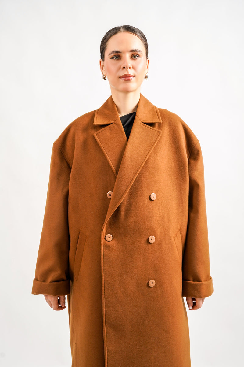 Oversized camel coat