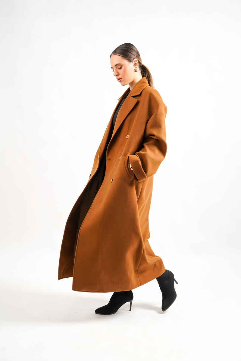 Oversized camel coat