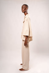 Ivory Striped Linen Pants