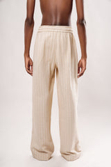 Ivory Striped Linen Pants