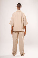 Ivory Woven Linen Pants