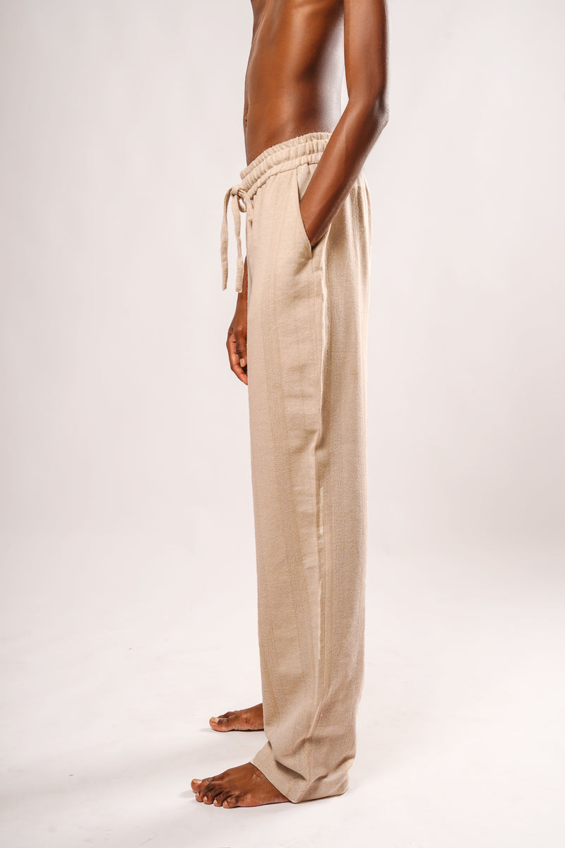 Ivory Woven Linen Pants