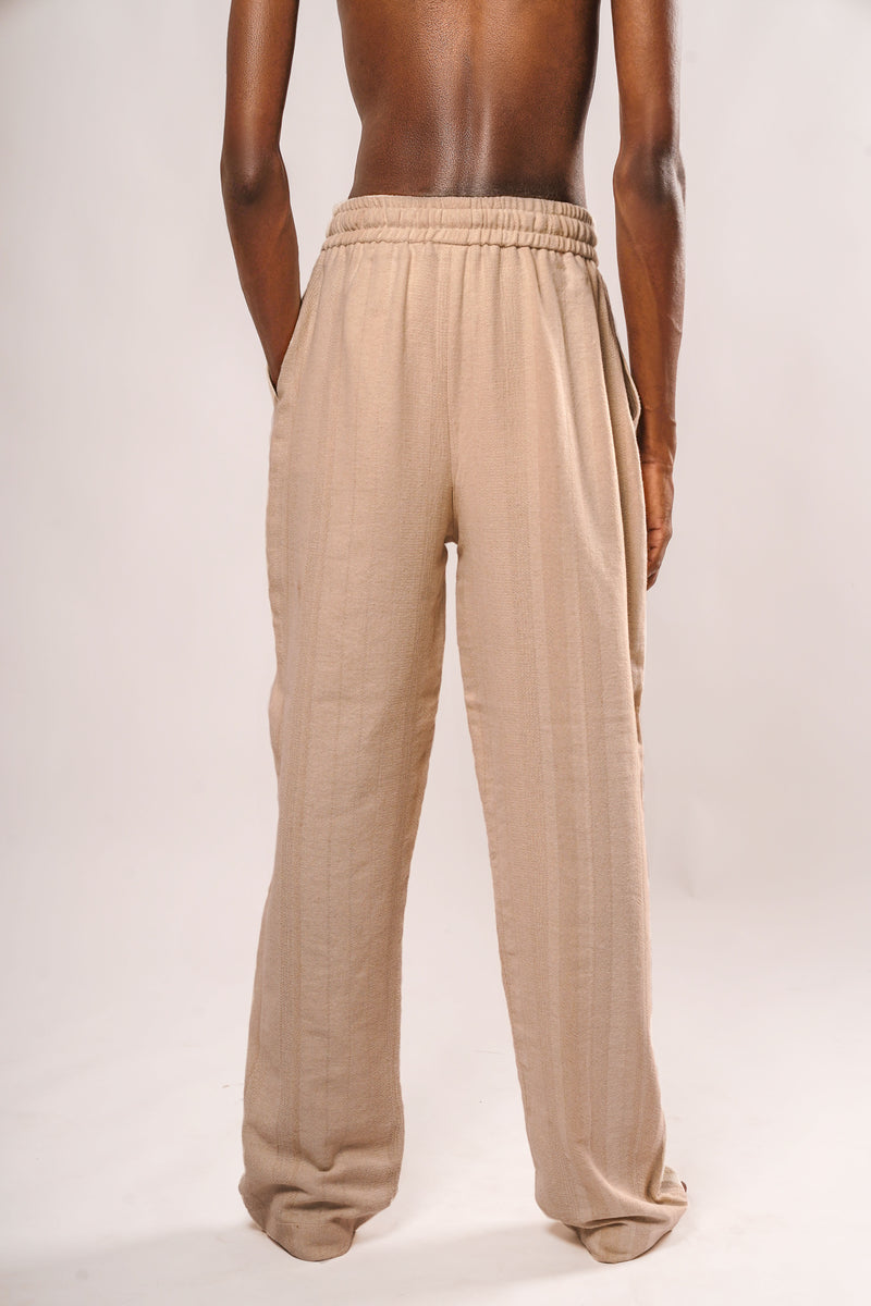 Ivory Woven Linen Pants